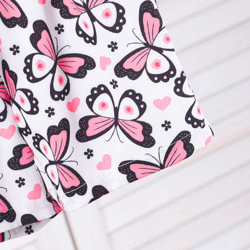 Girls Multicolor Butterfly Printed Shirt With Shorts Set 2 pc. Sets