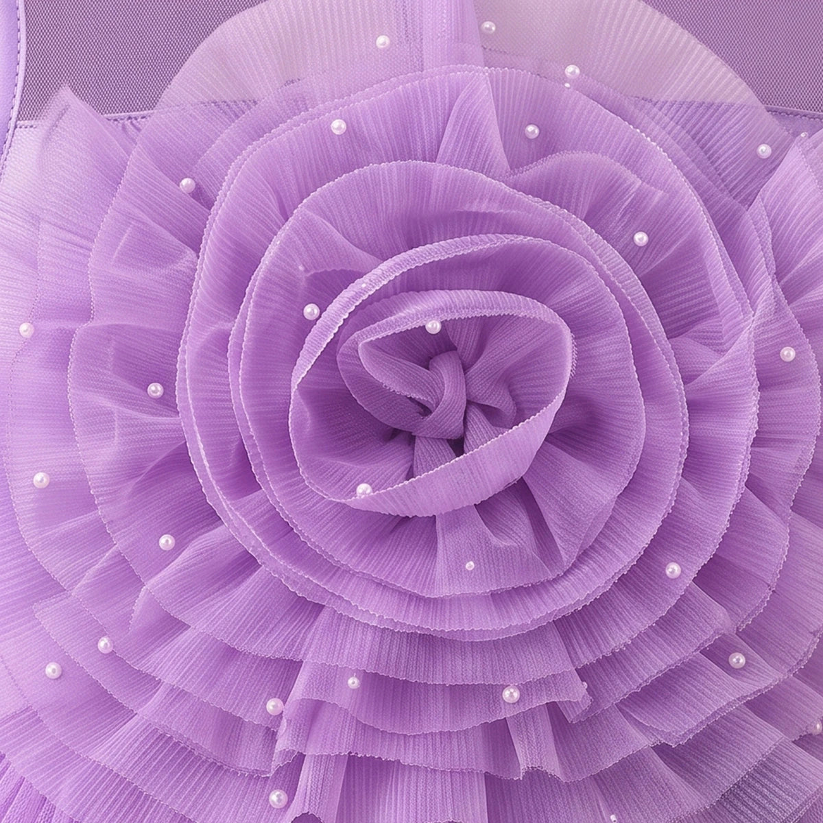 Girls Lavender Floral Applique Fit & Flare Party Dress Party Dresses