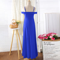 Girls Royal Blue Off Shoulder Spaghetti Strap Gown Party Dresses