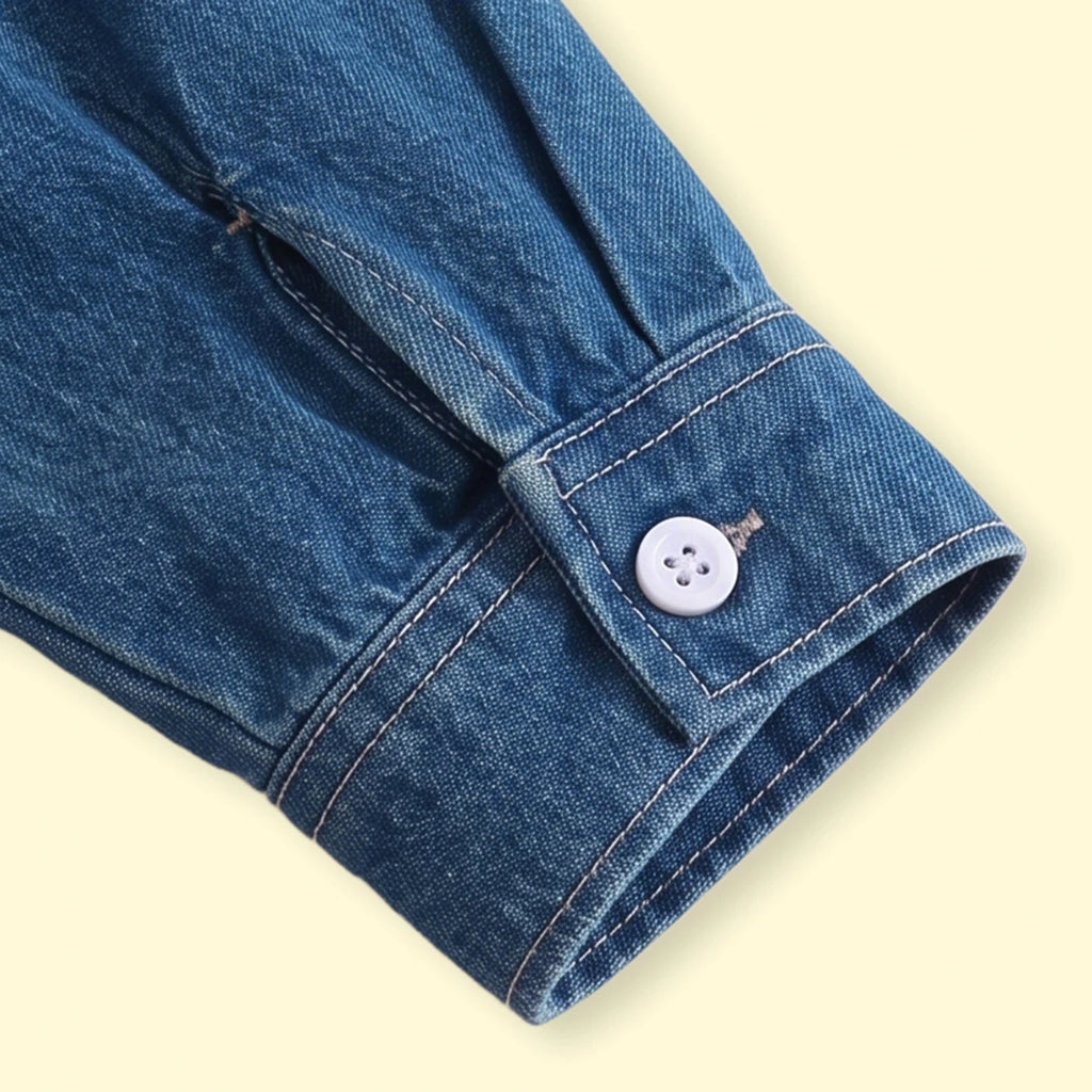 Boys Dark Blue Long Sleeve Denim Shirt Shirts