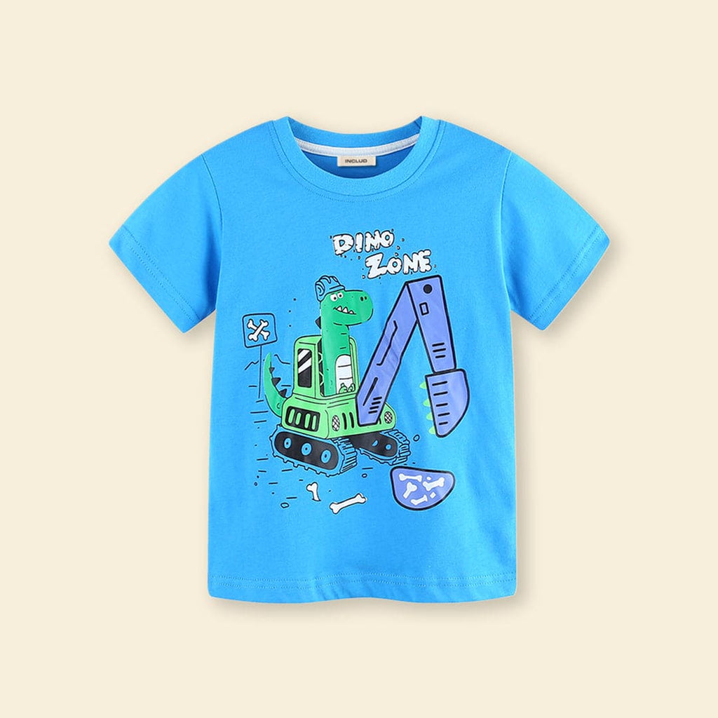 Boys Short Sleeve Dino Graphic T-Shirt Tshirts   
