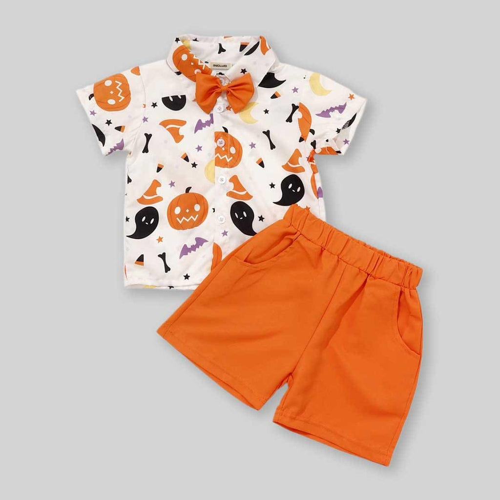 Boys Short Sleeve Halloween Shirt With Shorts Set