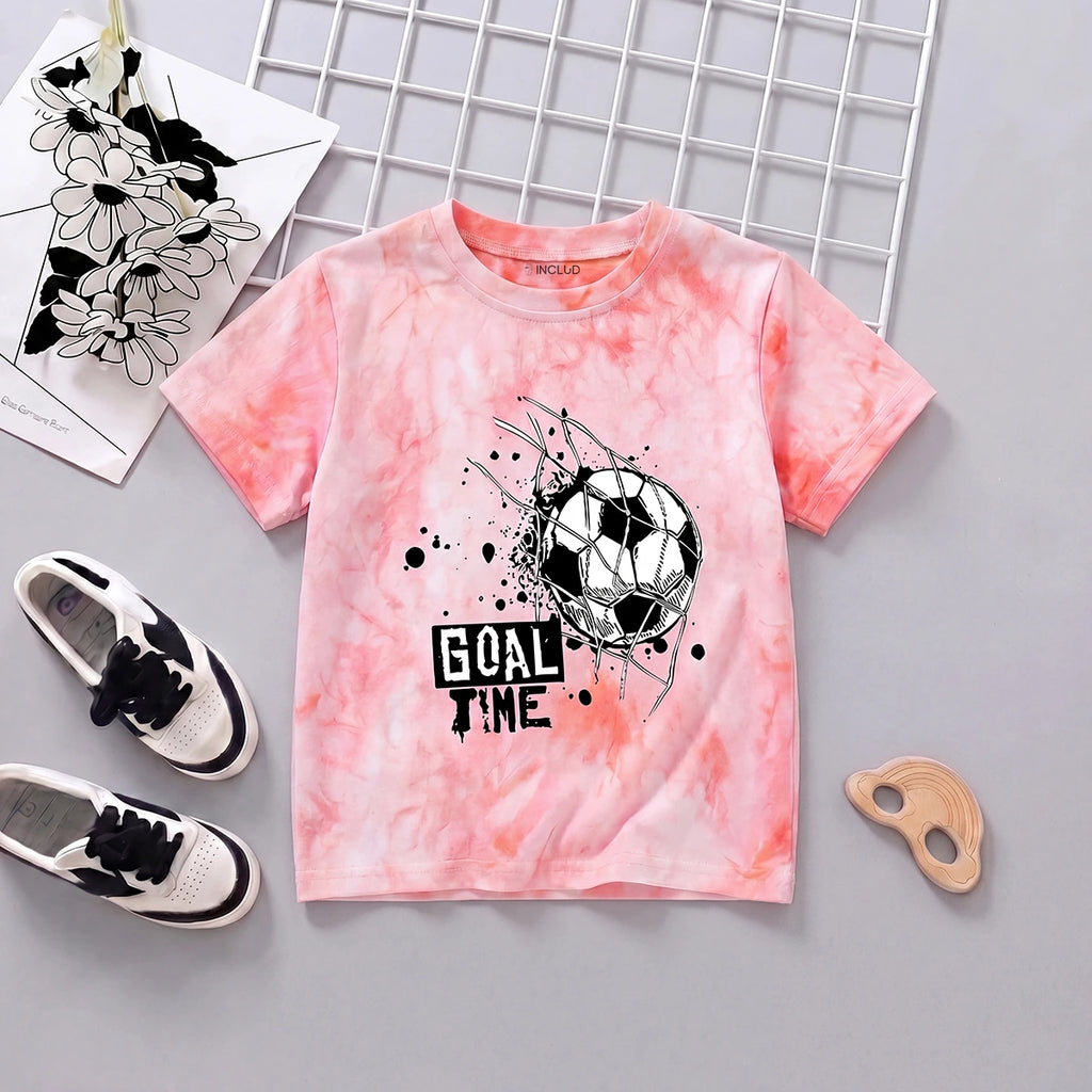 Boys Pink Short Sleeve Tie & Dye Graphic T-Shirt Tshirts Pink 3-4 Y