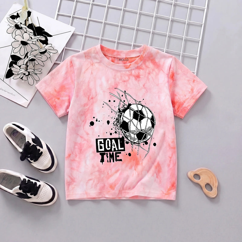 Boys Pink Short Sleeve Tie & Dye Graphic T-Shirt Tshirts Pink 3-4 Y