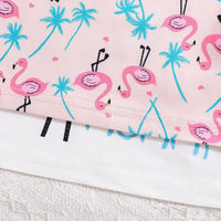 Girls Pink Flamingo Printed T-shirt with Shorts Multipack Set - Set of 2 Sets