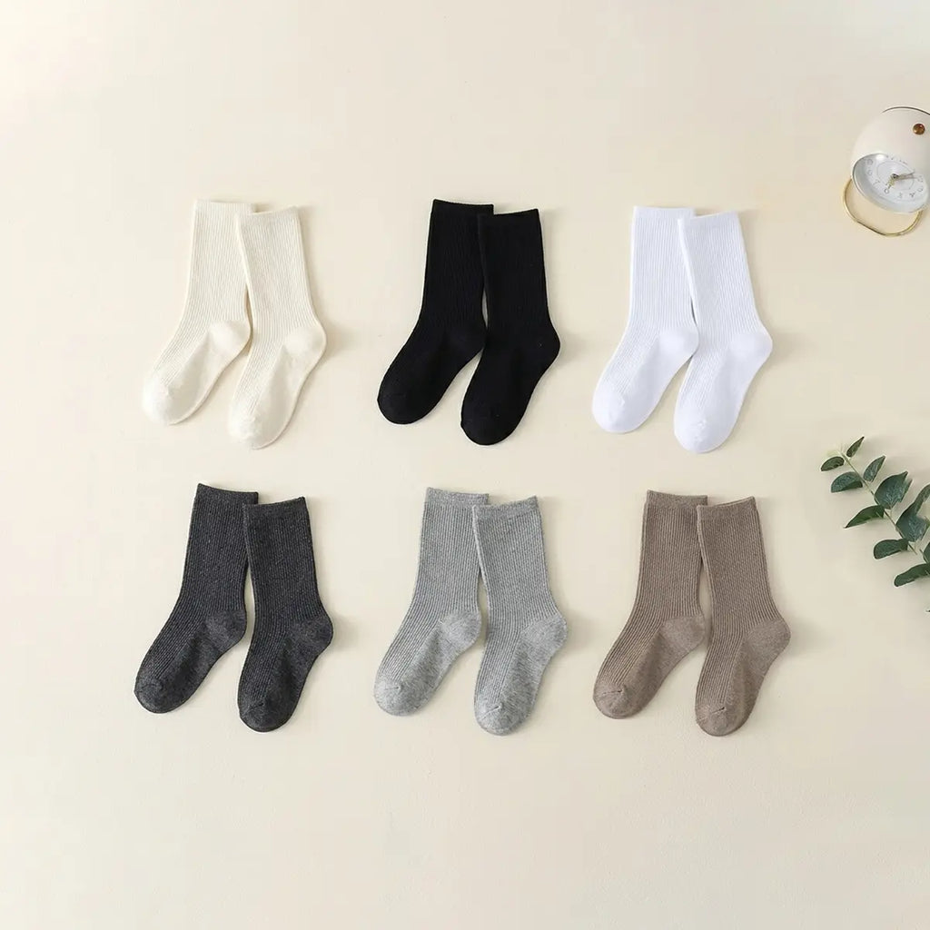 Pack of 6 Boys Multicolour Ribbed Knit Calf Length Socks Socks Multicolor 0-1 Y
