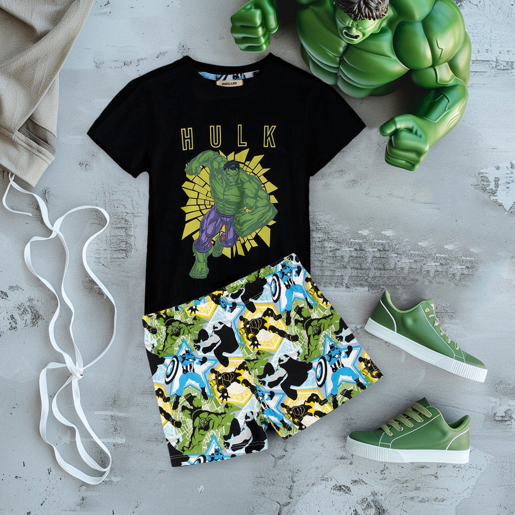 Boys Hulk Graphic T-Shirt With Shorts