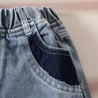 Girls Blue Colorblocked Denim Shorts Shorts