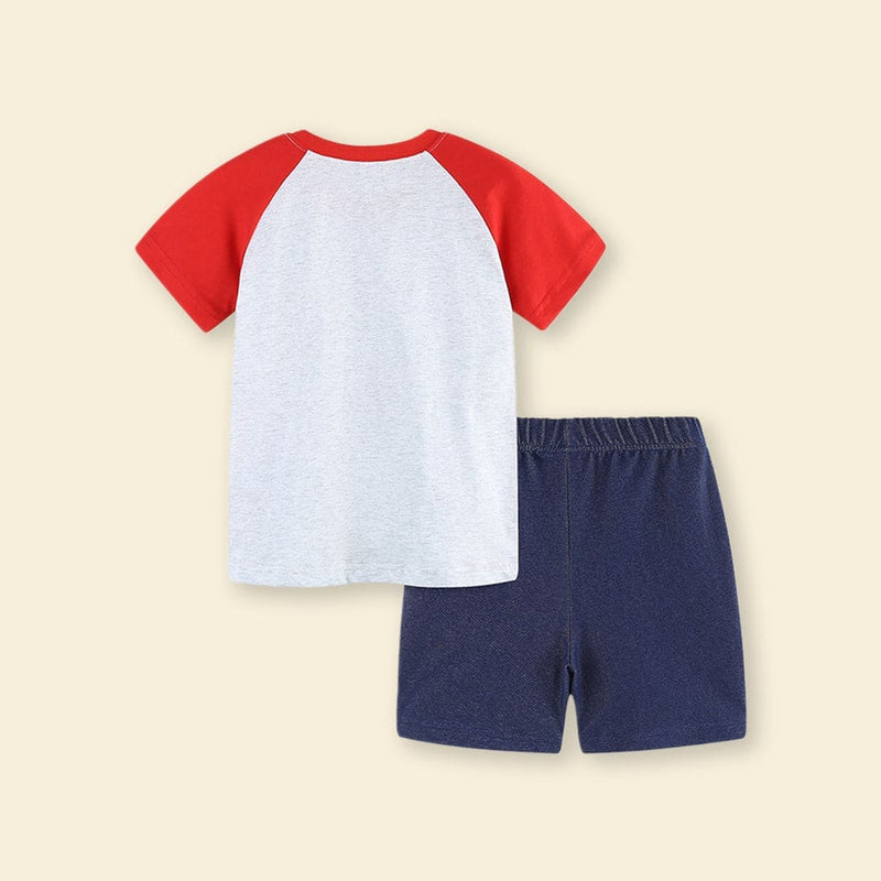 Boys Raglan Sleeve Graphic T-Shirt With Shorts 2 pc. Sets   