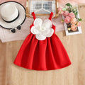 Girls Red Flower Applique Fit & Flare Party Wear Dress Party Dresses Red 2-3 Y