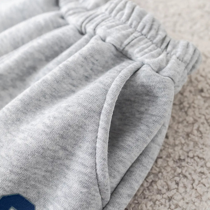 Boys Grey Alphanumeric Printed Regular Sweatshirt With Trouser Sets 3 pc. Sets