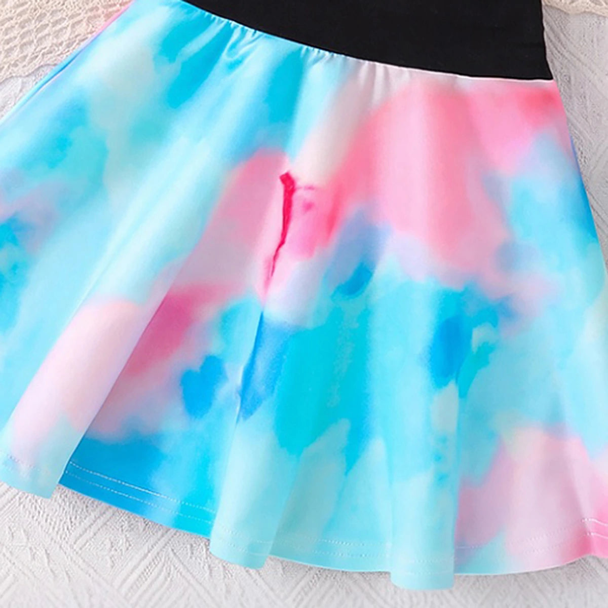 Girls Multicolour Tie & Dye Print Shrug With Cami Top & Skirt Sets 3 pc. Sets