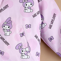 Girls Purple Typographic Printed Reversible Hooded Zipper Jacket Coats & Jackets