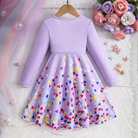 Girls Purple Unicorn Printed Full Sleeves Casual Dress Casual Dresses