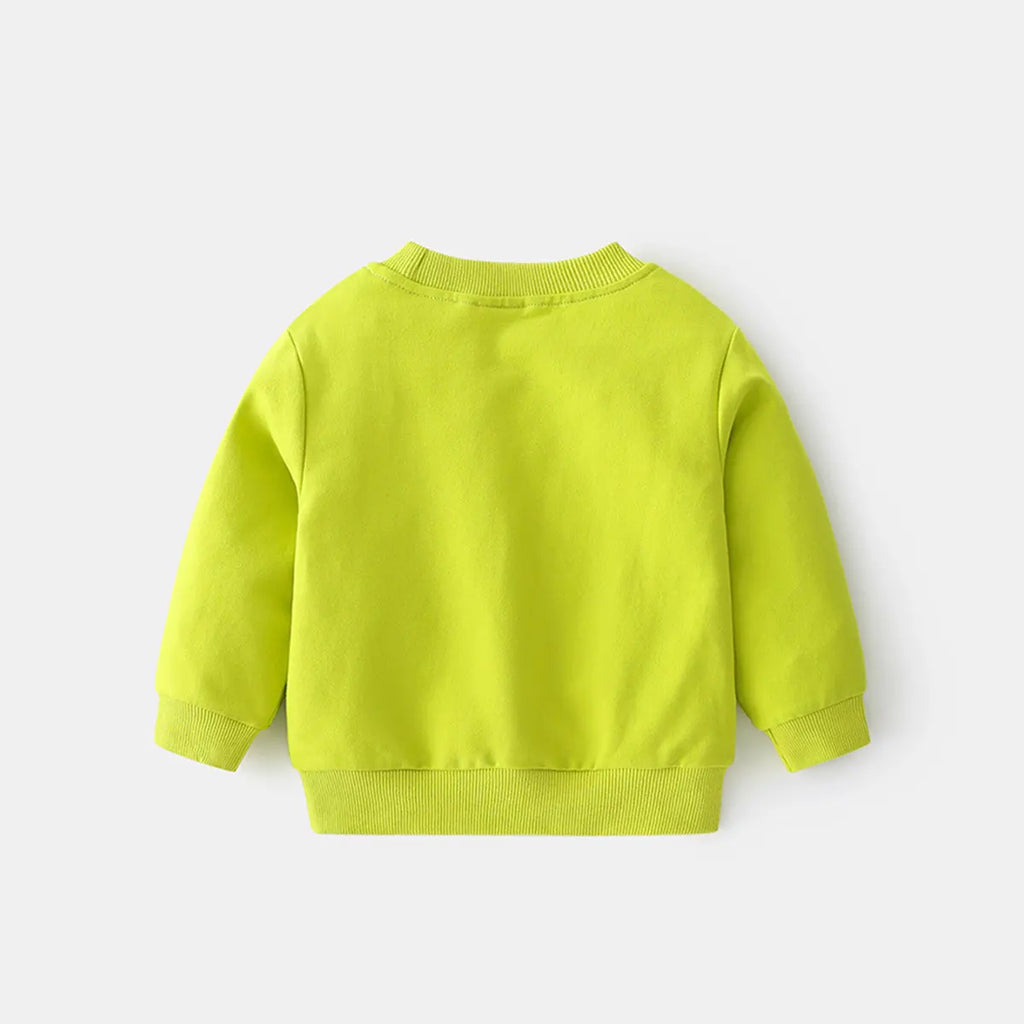 Boys Lime Green Graphics Printed Sweatshirt With Jogger Sets Sets