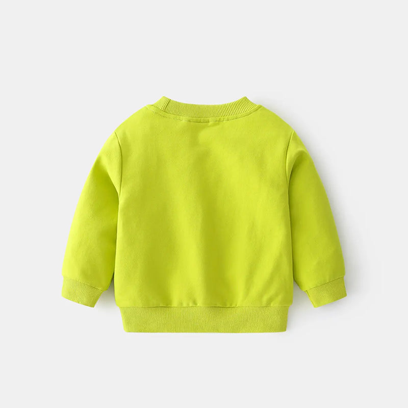 Boys Lime Green Graphics Printed Sweatshirt With Jogger Sets Sets