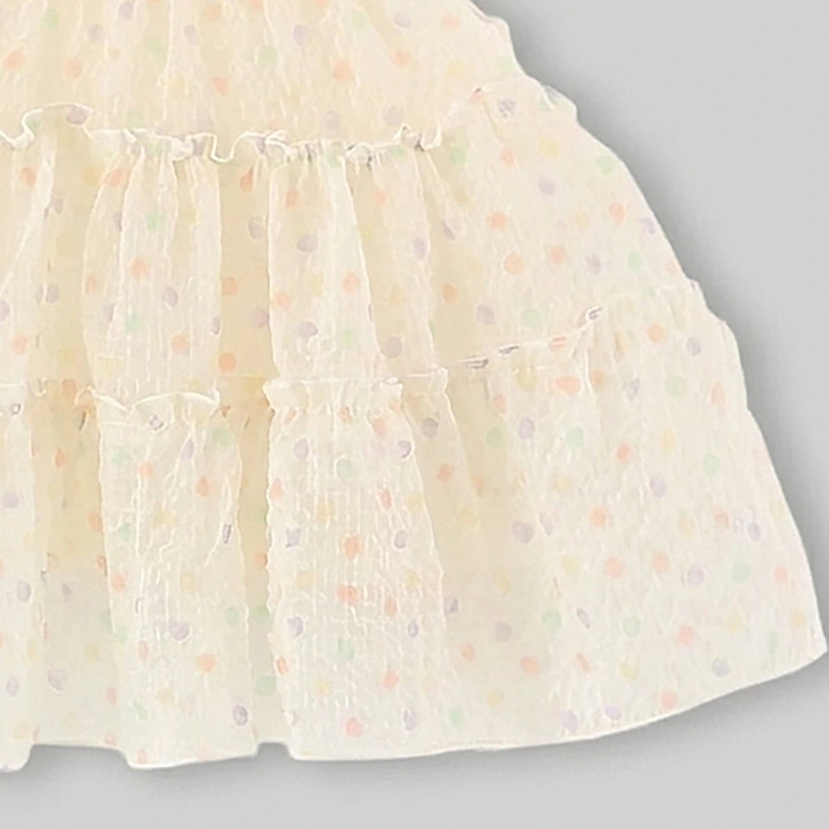 Girls Apricot Polka Dot Print A-Line Dress Casual Dresses