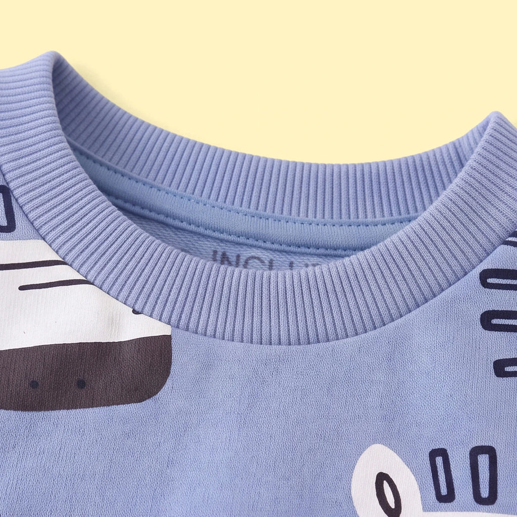 Boys Light Blue Graphic Round Neck Sweatshirt Sweatshirts & Hoodies