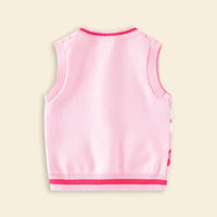 Girls Pink Bear Jacquard Sweater Vest Sweaters & Cardigans