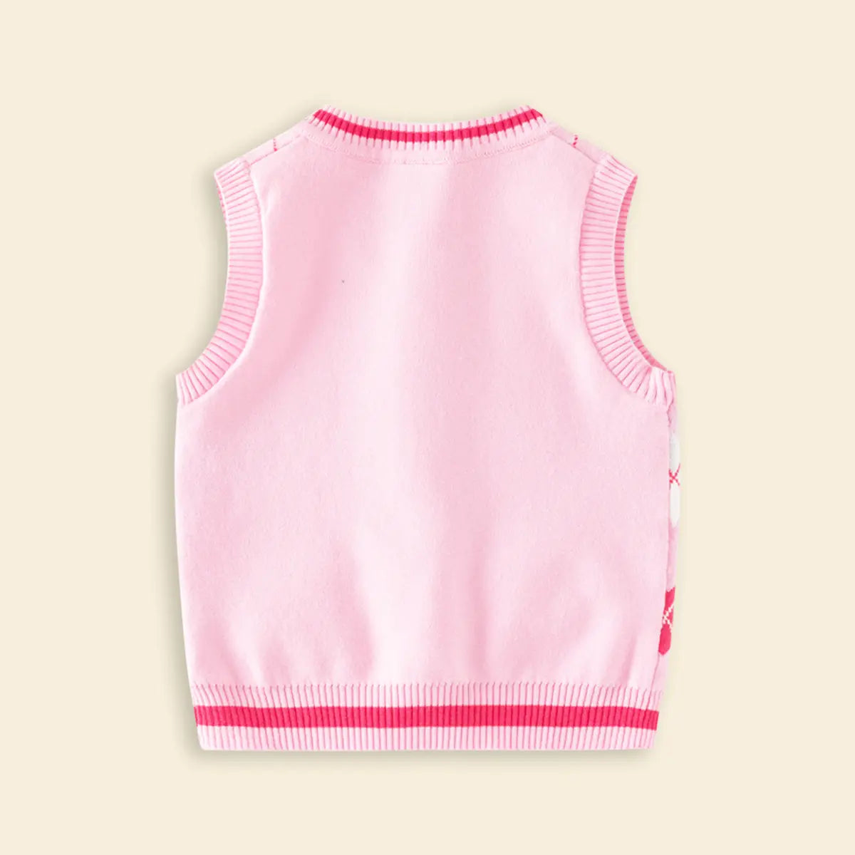 Girls Pink Bear Jacquard Sweater Vest Sweaters & Cardigans