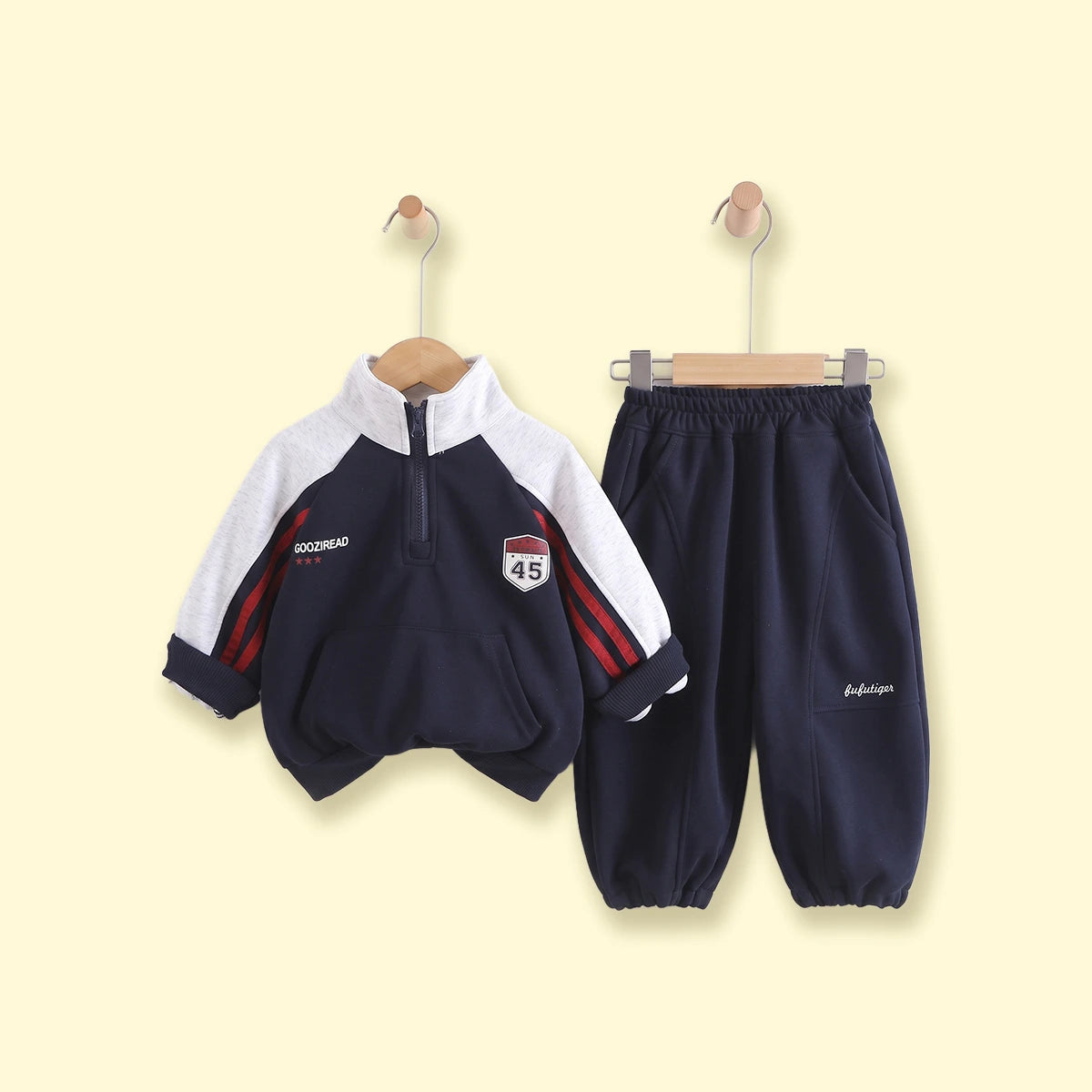 Boys Navy Blue Typography Raglan Sleeve Sweatshirt & Joggers Sets 2 pc. Sets Navy Blue 1-2 Y