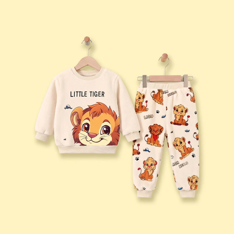 Boys Apricot Tiger Printed Sweatshirt & Joggers Co-ord Sets Sets Apricot 3-4 Y