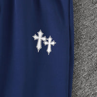 Boys Navy Blue Printed Fur Lined Sweatshirt With Pants Sets 2 pc. Sets