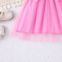 Girls Pink Bow Printed Fit & Flare Winter Casual Dress Casual Dresses