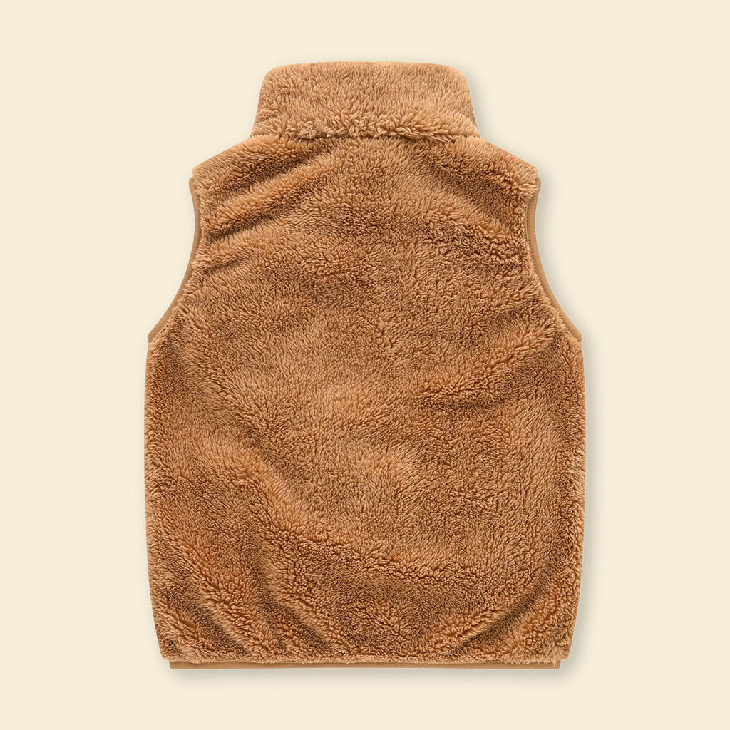 Girls Brown Fleece Front Zipper Sleeveless Winter Jacket Coats & Jackets