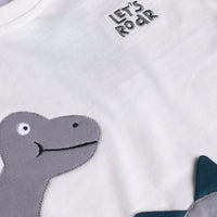 Boys White Dinosaur Applique Short Sleeve T-Shirt With Elasticated Shorts Sets 2 pc. Sets