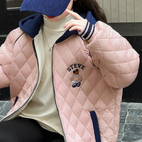 Girls Pink Quilted Hooded Zipper jacket Coats & Jackets