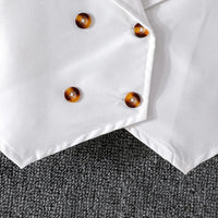 Girls White Double-Breasted Blazer Crop Top With Pleated Skirt Co-ord Sets Sets