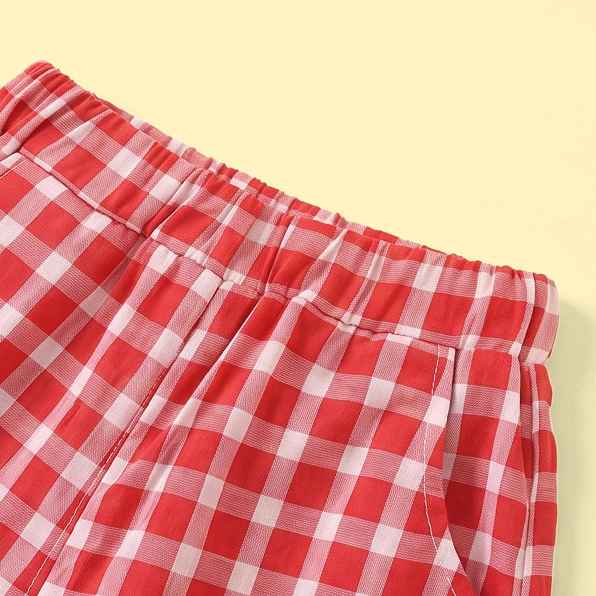 Girls Red Checked Sleeveless Top With Pants Sets 2 pc. Sets