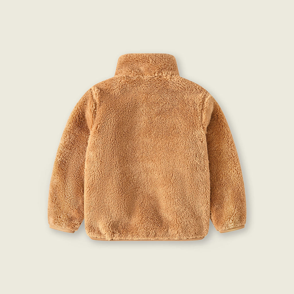 Boys Brown Solid Polar Fleece Zip Up Winter Jacket Coats & Jackets