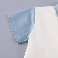 Boys Light Blue Dog Applique Short Sleeve Polo T-Shirt With Elasticated Shorts Sets 2 pc. Sets