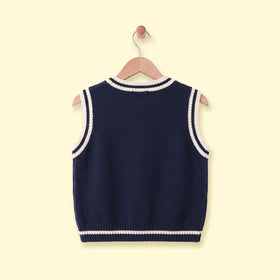 Boys Navy Blue Cable Knit Sleeveless Sweater Vest Sweaters & Cardigans