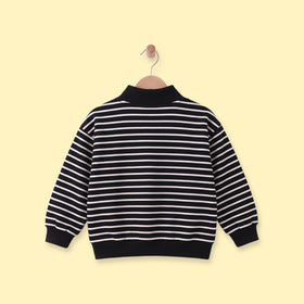 Boys Black Striped Half Zip Long Sleeve Sweatshirt Sweatshirts & Hoodies