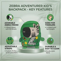 Boys Green Animal Print Cotton School Backpack Trending Accessories