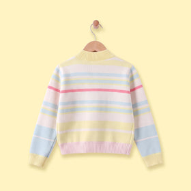 Girls Multicolour Striped Long Sleeve Cardigan Sweaters & Cardigans