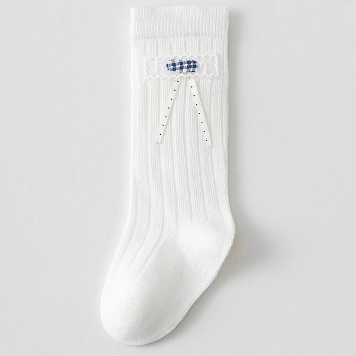Pack of 5 Girls White Gingham Applique Calf Length Socks Socks