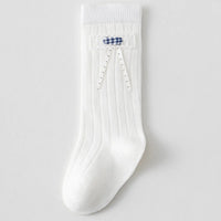 Pack of 5 Girls White Gingham Applique Calf Length Socks Socks