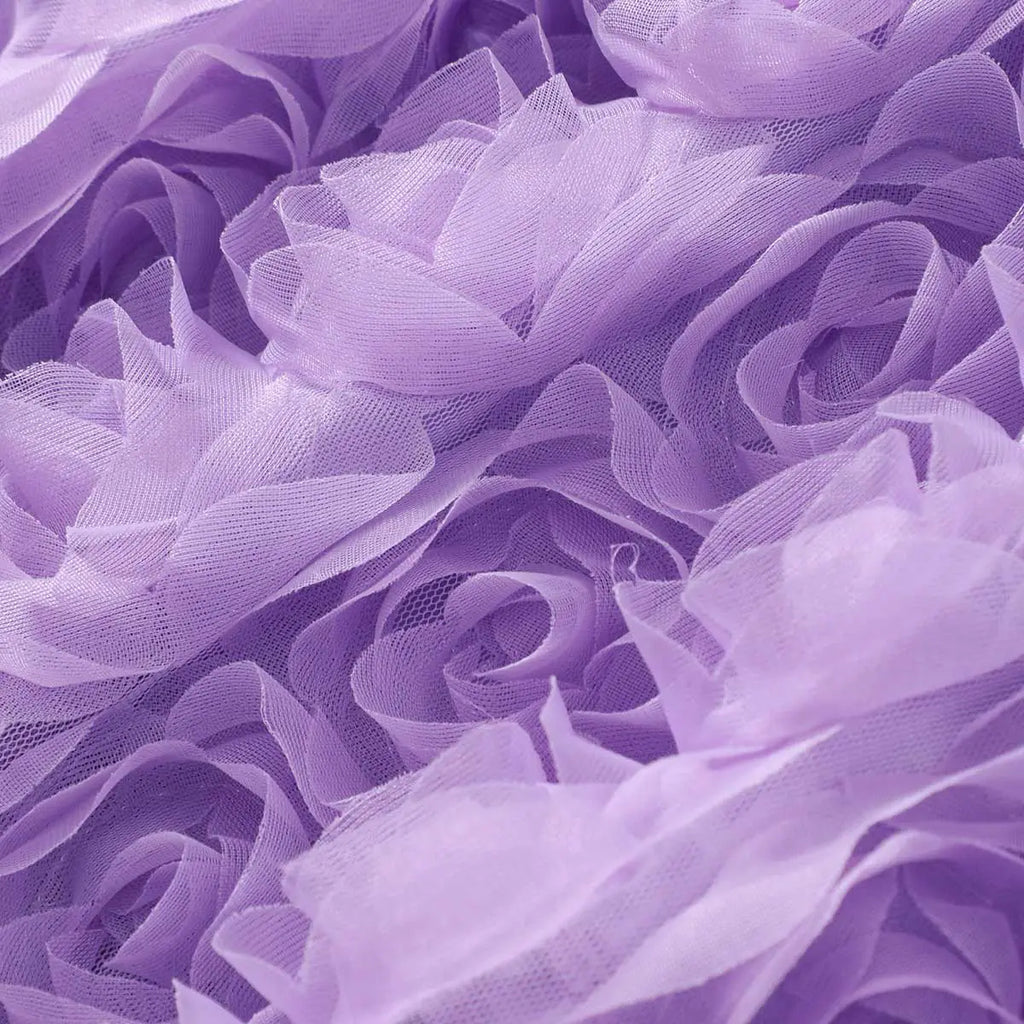 Girls Purple Rose Applique Tulle Overlay Fit & Flare Dress Casual Dresses