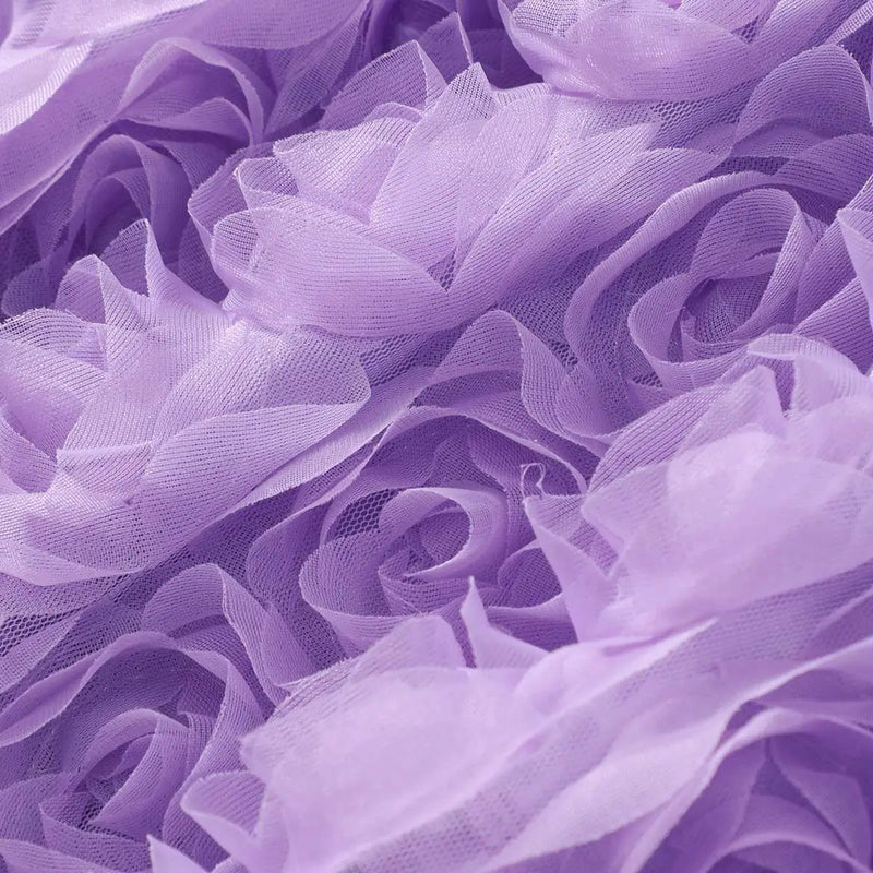 Girls Purple Rose Applique Tulle Overlay Fit & Flare Dress Casual Dresses