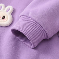 Girls Purple Bunny Applique Sweatshirt With Pants Sets Sets