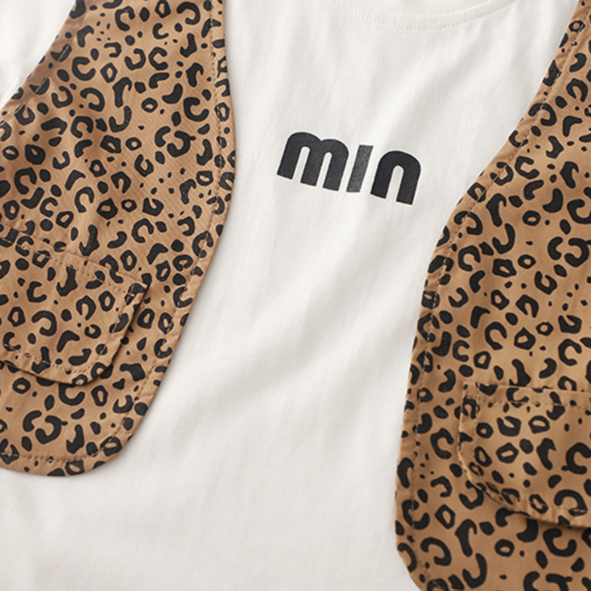 Boys Attached Waistcoat T-Shirt With Brown Animal Printed Shorts Set 2 pc. Sets