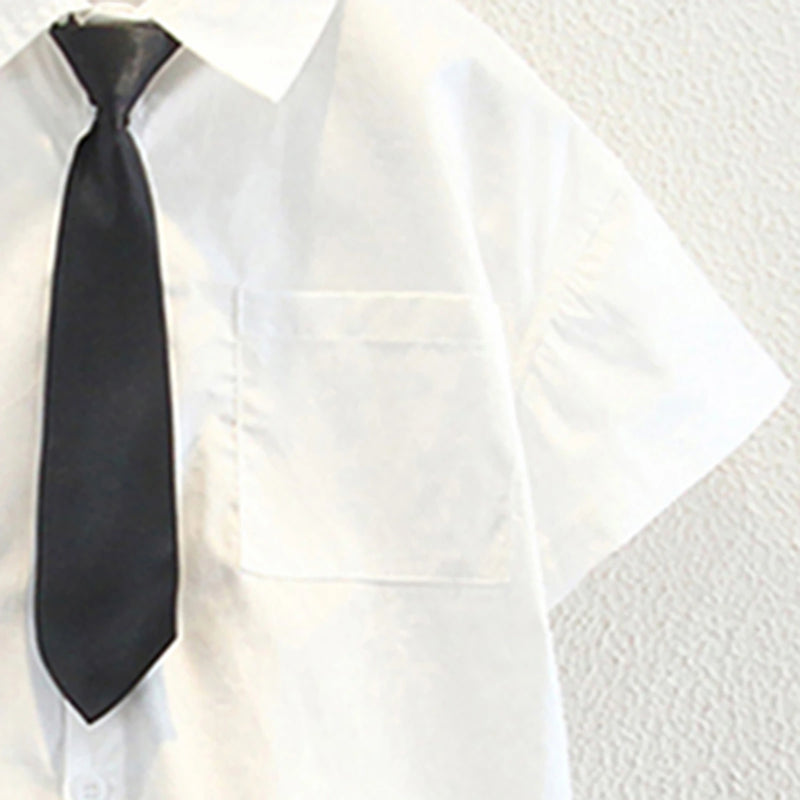 Boys White Solid Short Sleeves Shirt With Shorts Set Sets