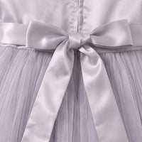 Girls Grey Floral Applique Fit & Flare Party Dress Party Dresses