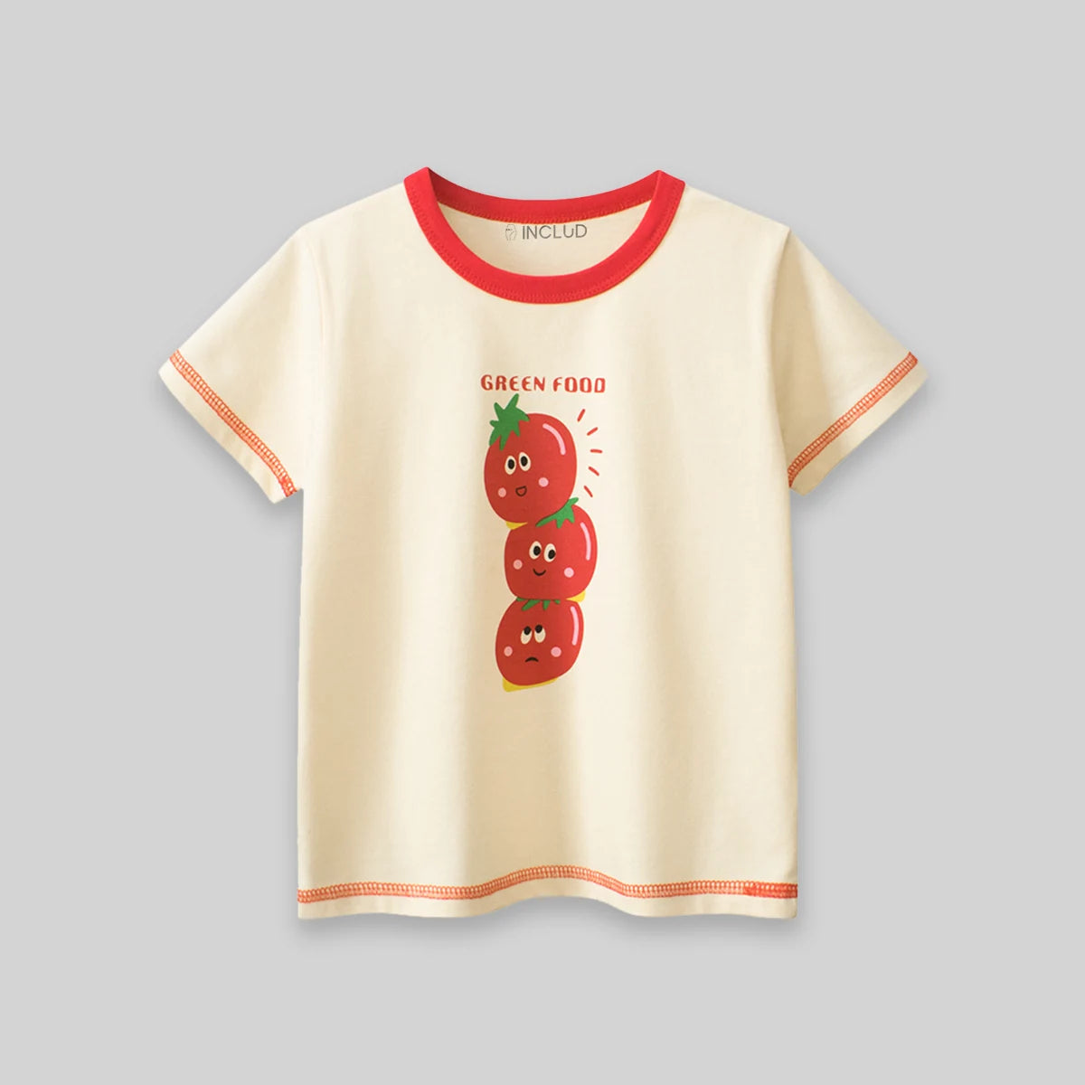 Boys Cream Tomato Print Short Sleeve T-Shirt Tshirts