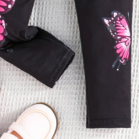 Girls Black Butterfly Print Leggings Multipack Set - Pack of 3 Leggings & Tights