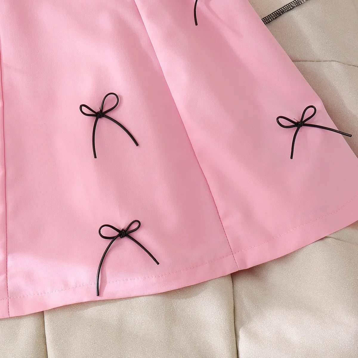 Girls Pink Bow Applique Sleeveless A-line Dress Casual Dresses